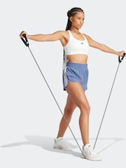 adidas Blue Pacer Training 3 Stripes Woven High Rise Shorts - Image 4 of 7