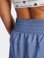 adidas Blue Pacer Training 3 Stripes Woven High Rise Shorts - Image 5 of 7