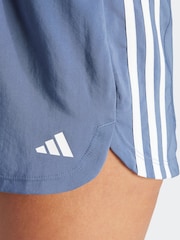 adidas Blue Pacer Training 3 Stripes Woven High Rise Shorts - Image 6 of 7