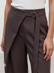 VERO MODA Brown Mid Rise Wide Leg Wrap Trousers - Image 2 of 5