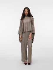 VERO MODA Grey Long Sleeve Satin Cape Scarf Top - Image 3 of 5