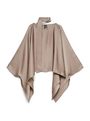 VERO MODA Grey Long Sleeve Satin Cape Scarf Top - Image 5 of 5