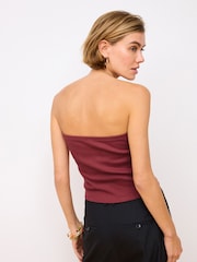 Red Ribbed Bandeau Boobtube - Image 3 of 5
