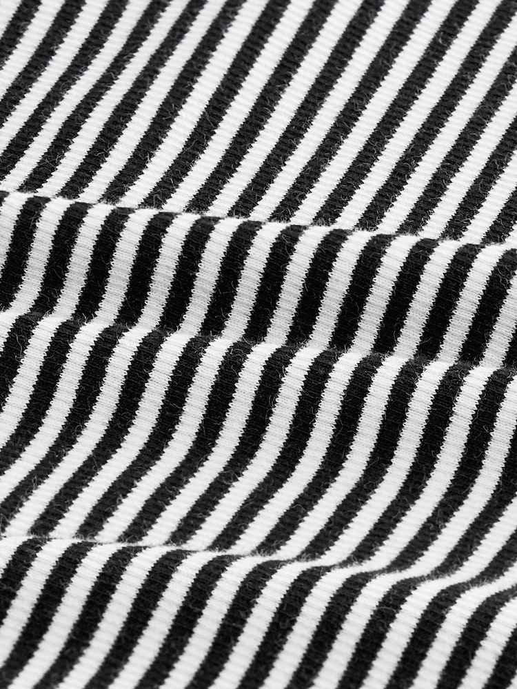 Black/White Stripe Ribbed Square Neck Strappy Cami Top - Image 6 of 6