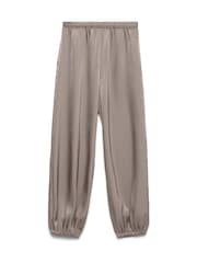 VERO MODA Grey Satin Mid Rise Balloon Trousers - Image 1 of 1