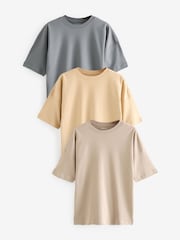 Blau/Buttermilch/Neutral - Oversized 100% Cotton T-Shirts 3 Pack - Bild 1 von 8