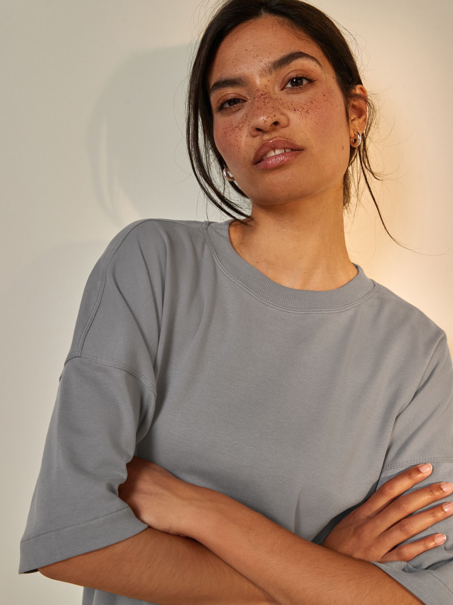 Buy Blue/Buttermilk/Neutral Oversized 100% Cotton T-Shirts 3 Pack from Next  USA