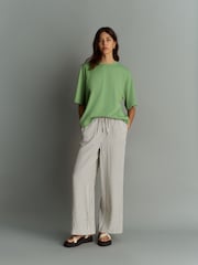 Matcha Green Oversized Relaxed Fit Boxy Heavyweight Crew Neck T-Shirt - Image 2 of 7