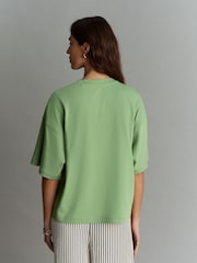 Matcha Green Oversized Relaxed Fit Boxy Heavyweight Crew Neck T-Shirt - Image 4 of 7