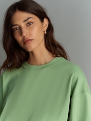 Matcha Green Oversized Relaxed Fit Boxy Heavyweight Crew Neck T-Shirt - Image 5 of 7