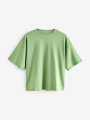 Matcha Green Oversized Relaxed Fit Boxy Heavyweight Crew Neck T-Shirt - Image 6 of 7