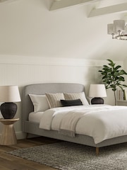 Grey Mid Tweedy Plain Matson Upholstered Bed Frame - Image 1 of 5