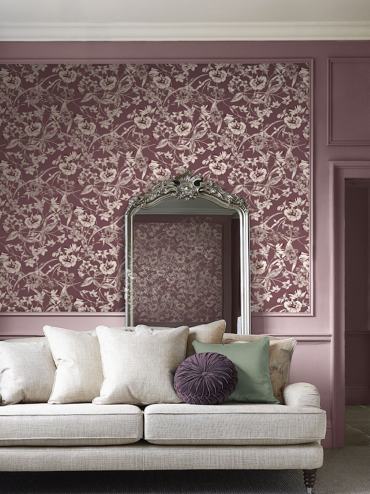 Laura Ashley Pale Blackberry Purple Summerhill A4 Wallpaper Sample - Image 1 of 2