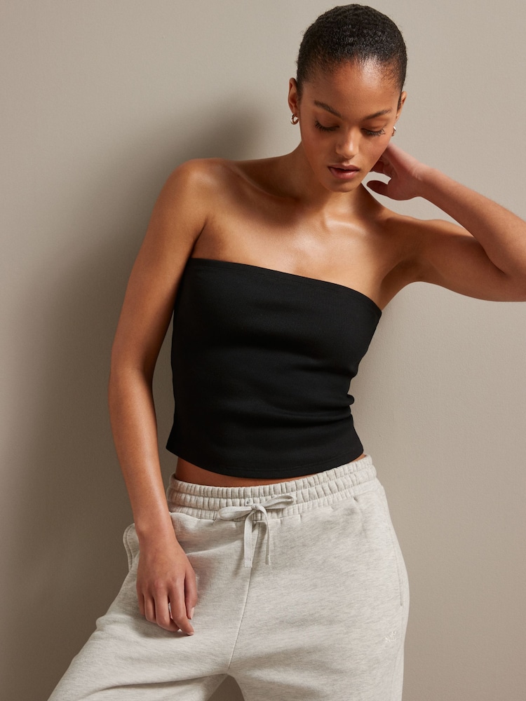 Black Ribbed Bandeau Boobtube - Image 1 of 7