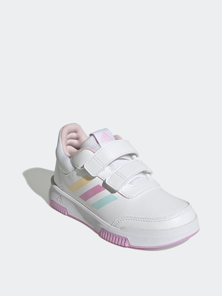 adidas White/Pink/Green Tensaur Hook and Loop Trainers - Image 3 of 9