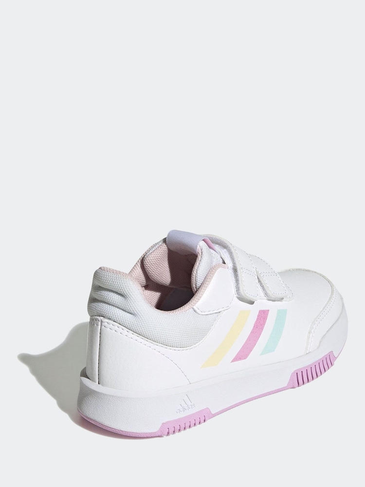 adidas White/Pink/Green Tensaur Hook and Loop Trainers - Image 4 of 9