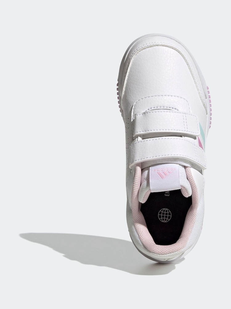 adidas White/Pink/Green Tensaur Hook and Loop Trainers - Image 6 of 9
