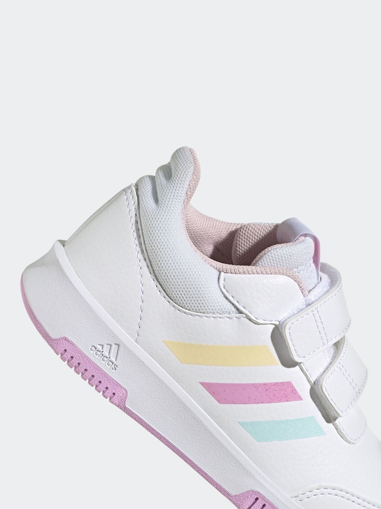 adidas White/Pink/Green Tensaur Hook and Loop Trainers - Image 8 of 9