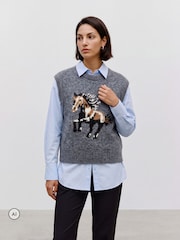 VERO MODA Grey Sleeveless Round Neck Horse Knitted Vest - Image 3 of 6