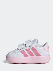 adidas White/Pink Kids Grand Court 2.0 Shoes - Image 2 of 9