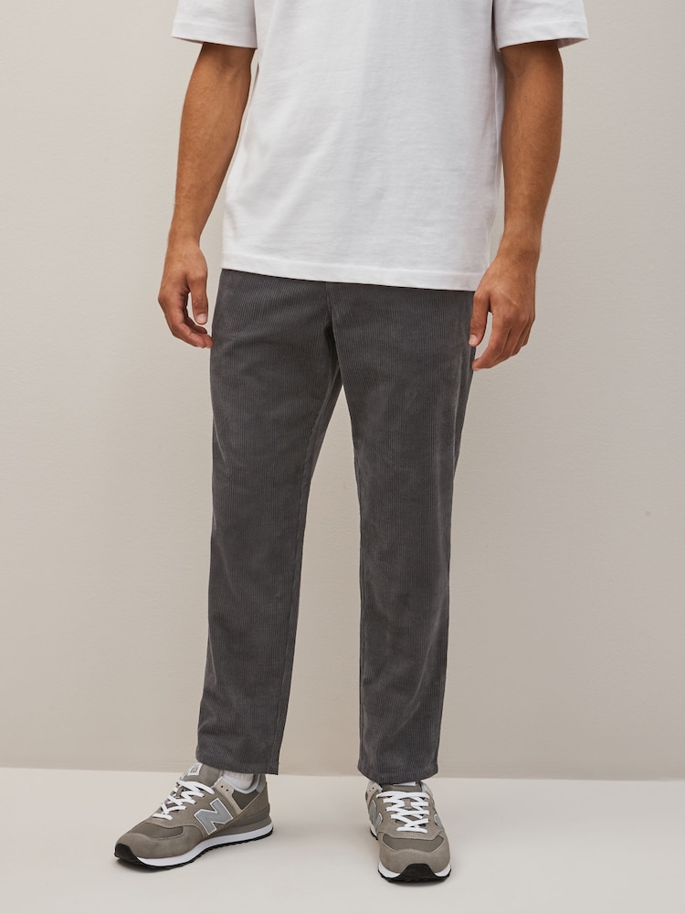Grey Relaxed Fit Corduroy Trousers - Image 1 of 9