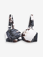 White Floral Padded Bandeau Top Shape and Tummy Control Bikini Top - Image 4 of 4