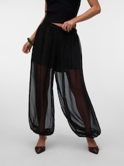 VERO MODA Black Mid Rise Balloon Trousers - Image 1 of 6