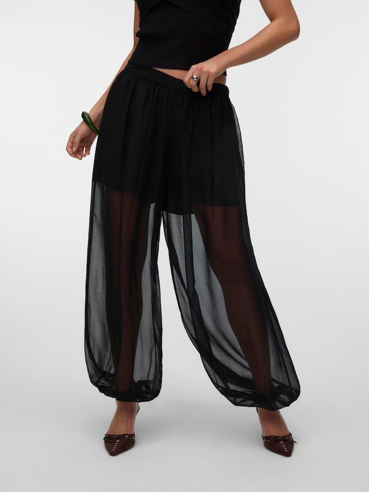 VERO MODA Black Mid Rise Balloon Trousers - Image 1 of 6 VERO MODA Black Mid Rise Balloon Trousers - Image 1 of 6