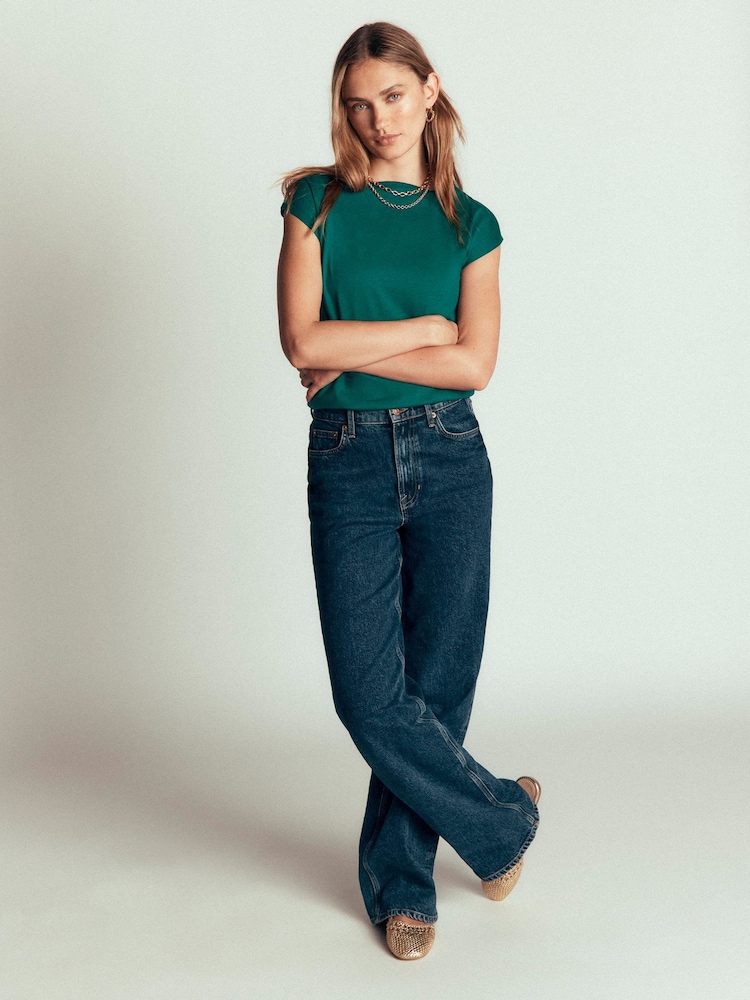 Boden Green Supersoft Slash Neck T-Shirt - Image 1 of 4 Boden Green Supersoft Slash Neck T-Shirt - Image 1 of 4