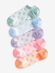 Pastel Floral Texture Trainer Socks 5 Pack - Image 1 of 6