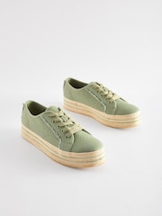 Khaki Green Forever Comfort® Canvas Espadrille Flatform Trainers - Image 1 of 6