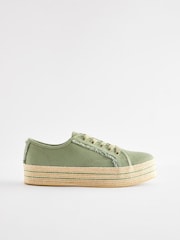 Khaki Green Forever Comfort® Canvas Espadrille Flatform Trainers - Image 2 of 6