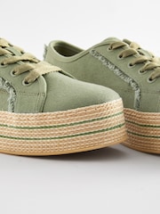 Khaki Green Forever Comfort® Canvas Espadrille Flatform Trainers - Image 3 of 6
