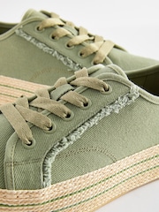 Khaki Green Forever Comfort® Canvas Espadrille Flatform Trainers - Image 4 of 6
