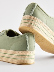 Khaki Green Forever Comfort® Canvas Espadrille Flatform Trainers - Image 5 of 6