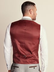 Grey Regular Fit Herringbone Suit Waistcoat - Image 2 of 8