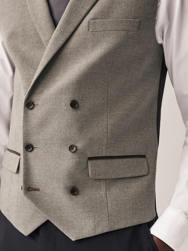 Grijs - Regular fit visgraat kostuum gilet - Image 4 of 8