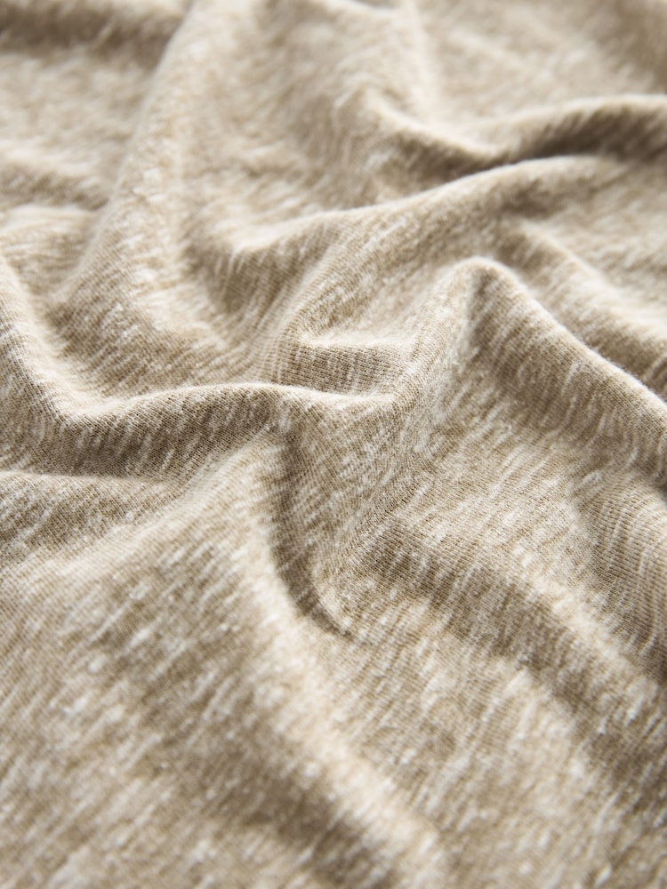 Khaki Green Linen Look Cotton Rich Slub Raw Edge Long Sleeve Top - Image 7 of 7