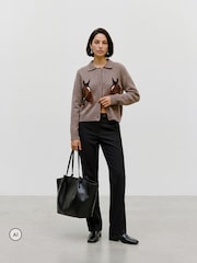 VERO MODA Brown Polo Neck Horse Graphic Cardigan - Image 3 of 6