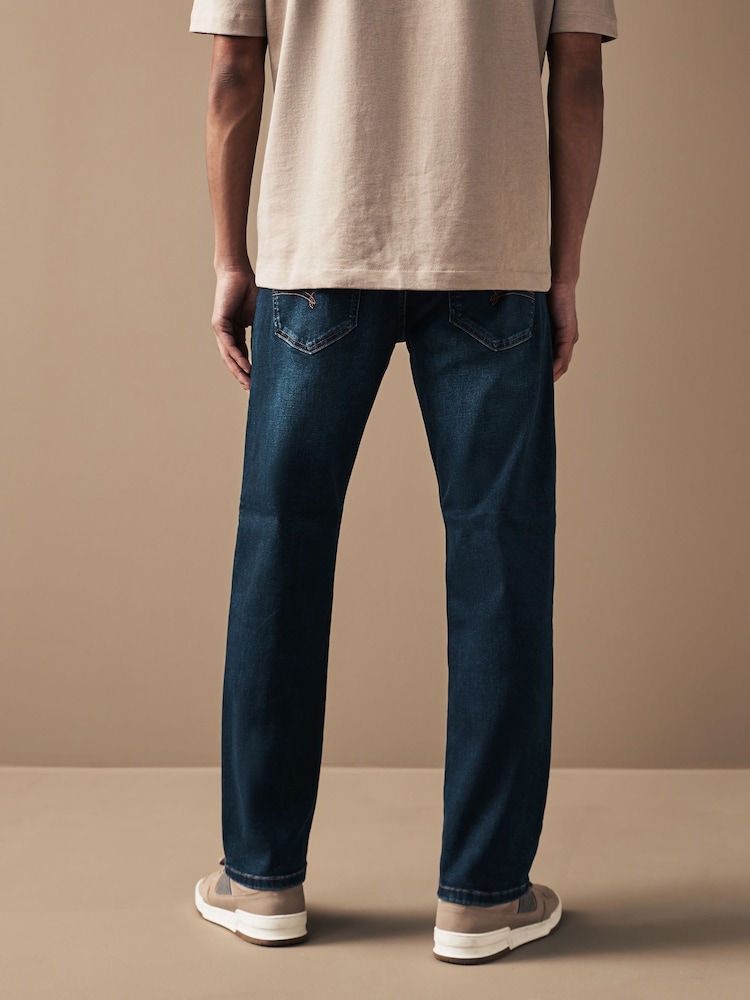 Blue Mid Indigo Straight Fit Motionflex Jeans - Image 5 of 10