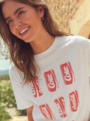 White 100% Cotton Coca Cola Licence Relaxed Can Graphic T-Shirt - Image 3 of 5