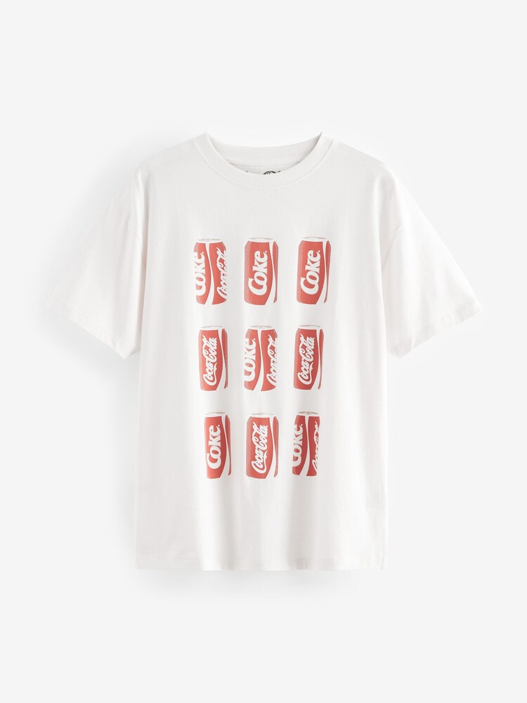 Buy White 100% Cotton Coca Cola Licence Relaxed Can Graphic T 