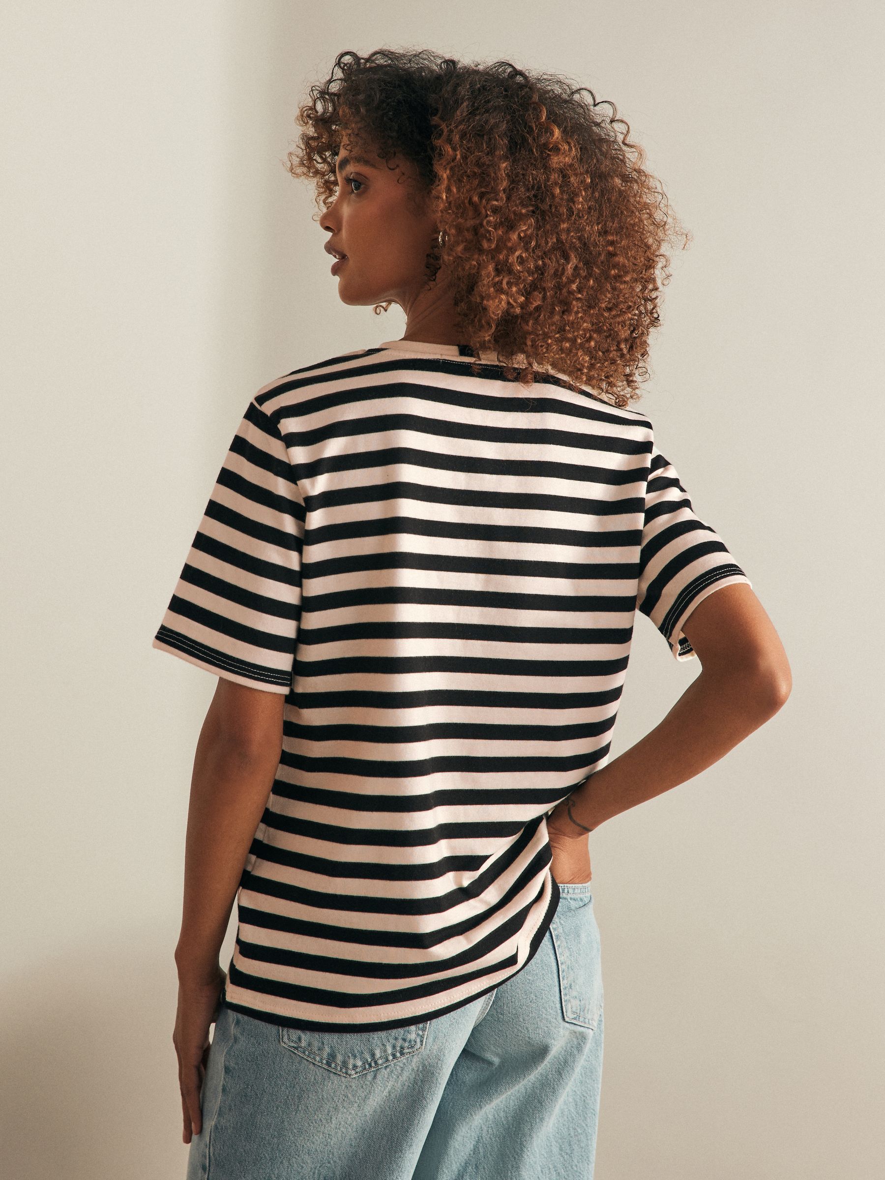 Buy Black/Ecru Stripe Short Sleeve Heavyweight T-Shirts 2 Pack