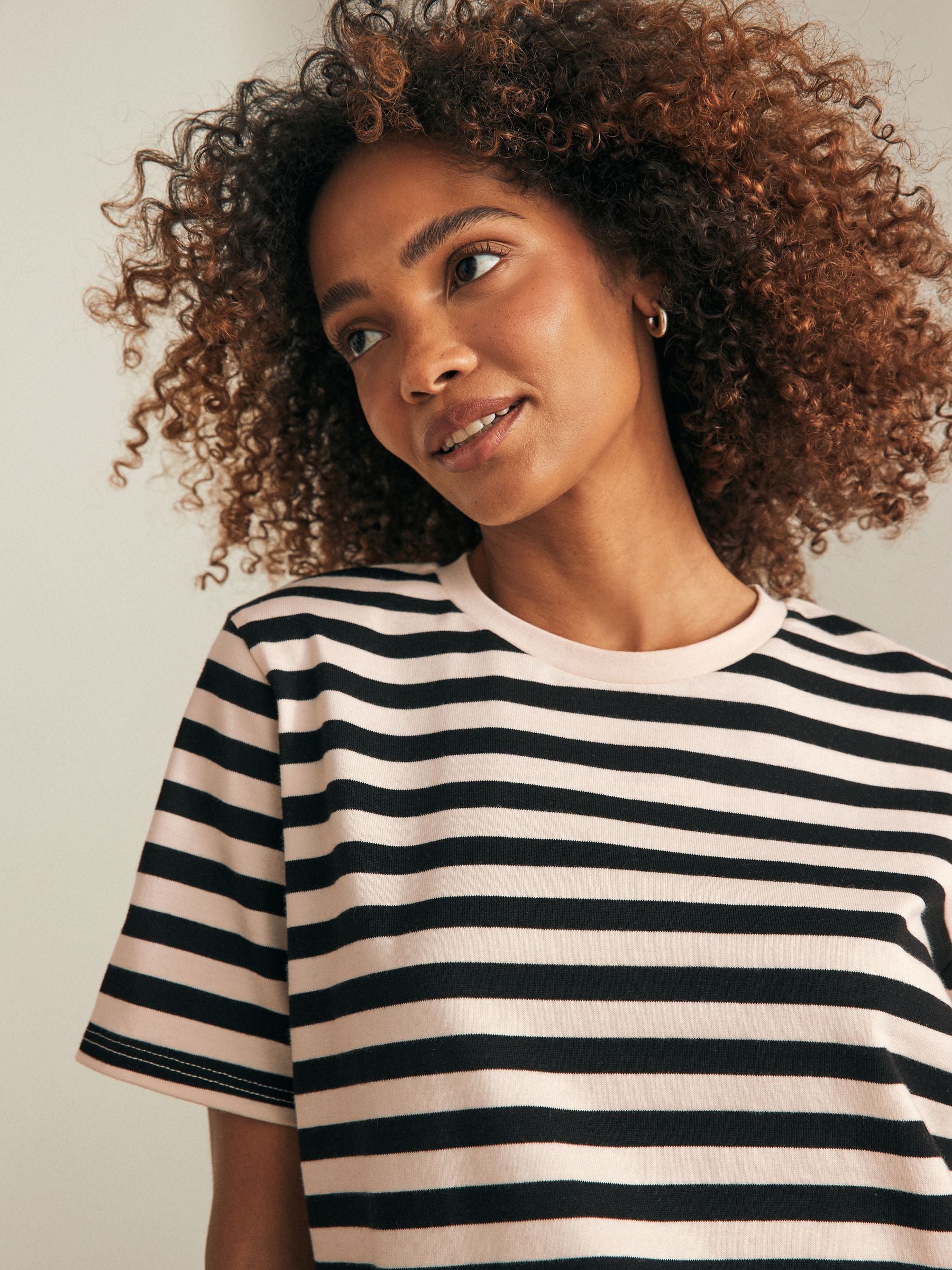 Buy Black/Ecru Stripe Short Sleeve Heavyweight T-Shirts 2 Pack