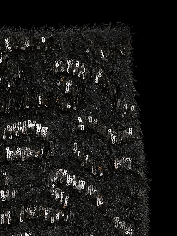 VERO MODA Black High Waisted Textured Sequin Mini Skirt - Image 6 of 6 VERO MODA Black High Waisted Textured Sequin Mini Skirt - Image 6 of 6