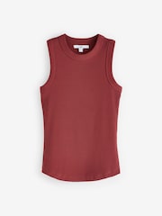 Red Ribbed Racer Tank Vest Sleeveless Top - Image 5 of 6