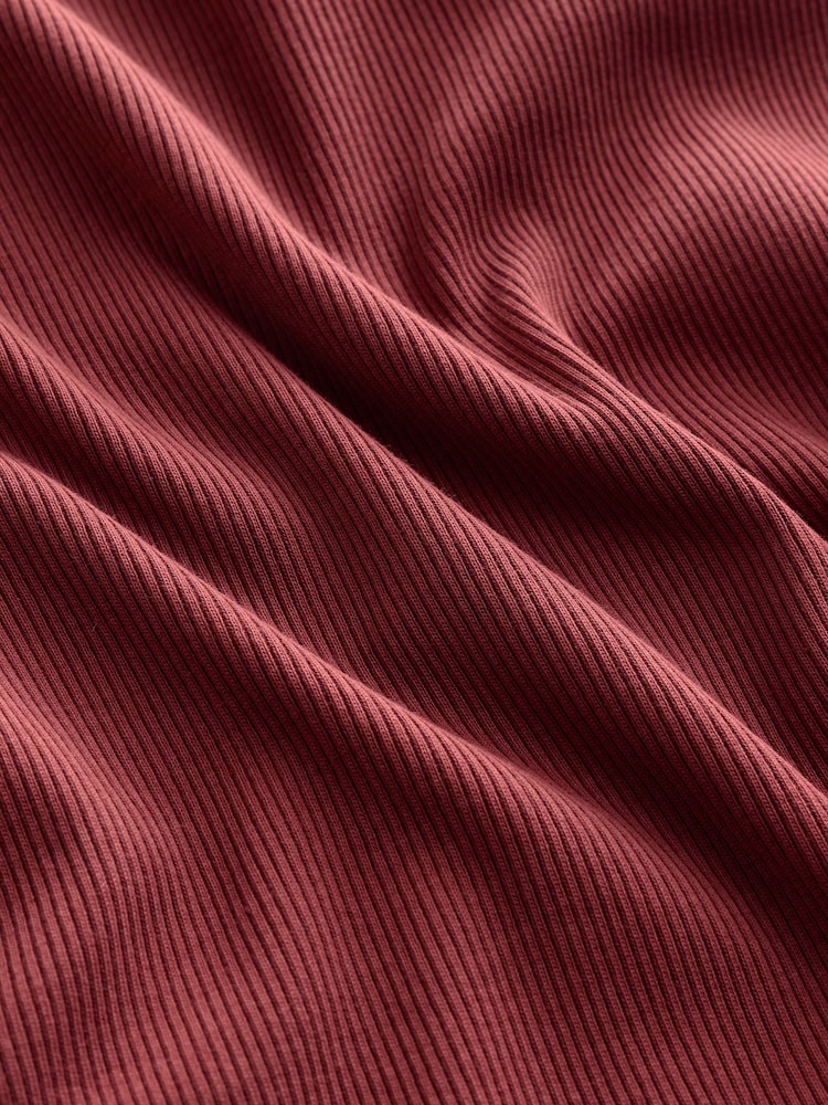 Red Ribbed Racer Tank Vest Sleeveless Top - Image 6 of 6