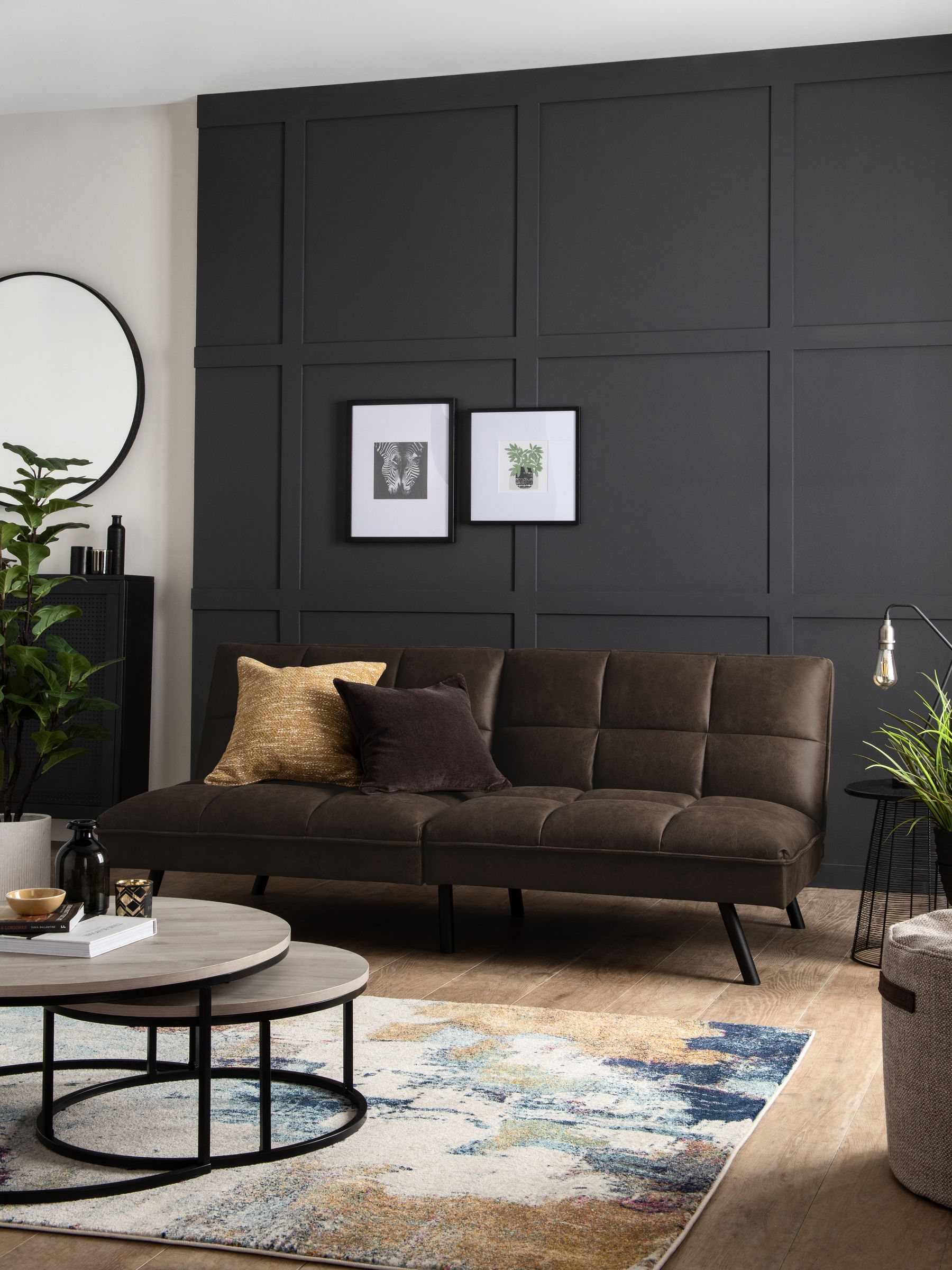 Buy Monza Faux Leather Peppercorn Brown Cole Sofa Bed from the