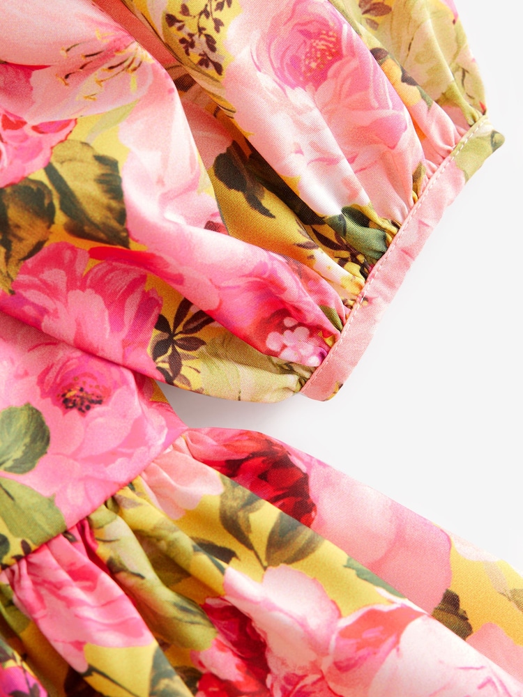 Pink Taffeta Printed Prom Dress (3mths-10yrs) - Image 9 of 9