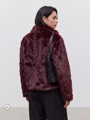 VERO MODA Red Short Faux Fur Jacket - Image 5 of 6